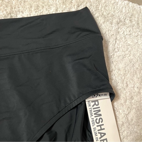 NWT TRIMSHAPER Plus 24 Women's Yoke Brief Swim Bottom High-Waisted Black Bikini - Picture 3 of 9